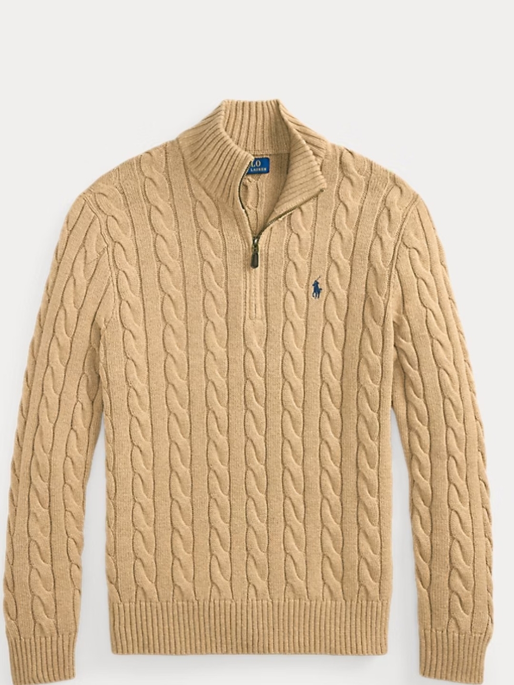 Ralph Lauren! Men's Polo Camel Cable-Knit Quarter-Zip Sweater